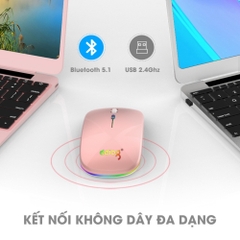 Chuột bluetooth + 2.4GHZ chính hãng DEIOG Q7 phiên bản 5.0 DPI 1600 led RGB tích hợp sạc pin dùng lâu chống ồn