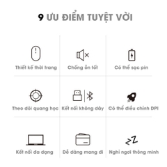 Chuột bluetooth + 2.4GHZ chính hãng DEIOG Q7 phiên bản 5.0 DPI 1600 led RGB tích hợp sạc pin dùng lâu chống ồn