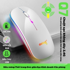 Chuột bluetooth + 2.4GHZ chính hãng DEIOG Q7 phiên bản 5.0 DPI 1600 led RGB tích hợp sạc pin dùng lâu chống ồn