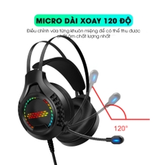 Tai nghe chụp tai gaming chính hãng DEIOG E8150 USB 7.1 giả lập có dây thiết kế công thái học âm thanh vòm 3D mic chống ồn led RGB cho game thủ