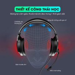 Tai nghe chụp tai gaming chính hãng DEIOG E8150 có dây thiết kế công thái học âm thanh vòm 3D mic chống ồn led RGB cho game thủ