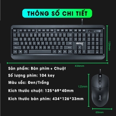 Combo bàn phím chuột văn phòng chính hãng DEIOG DY 817S có dây chống nước giả cơ cho làm việc và chơi game