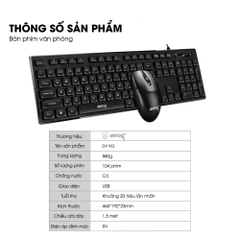 Combo bàn phím chuột máy tính chính hãng DEIOG DY 912 có dây full size 104 key gõ phím nhanh chống nước tốt giả cơ gaming văn phòng 2024