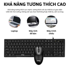 Combo bàn phím chuột máy tính chính hãng DEIOG DY 912 có dây full size 104 key gõ phím nhanh chống nước tốt giả cơ gaming văn phòng 2024