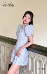 Set áo dạ tay phồng quần xẻ li nắp túi HSD3 phá cách
