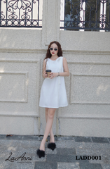Đầm lụa suông basic đính nơ vai LADD001 ngọt ngào