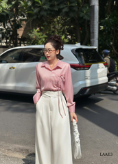 Sơ mi lụa nơ túi form vừa LAAE3