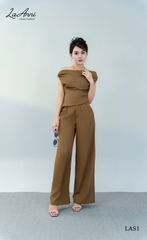 Set áo trễ vai vạt xéo, quần suông dài
