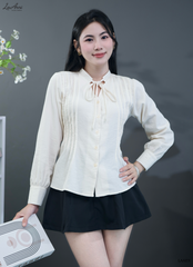 Sơ mi xếp li cổ V LAAE9