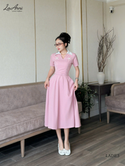 Đầm midi cổ V 2 nơ đá LADE3