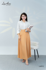 Chân váy lụa ý xếp li lưng cao LAEV2
