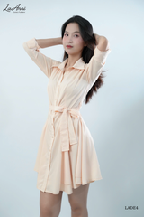 Đầm sơ mi lụa ý 2 tầng kèm belt LADE4