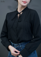 Sơ mi xếp li cổ V LAAE9