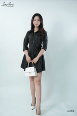 Đầm sơ mi lụa ý 2 tầng kèm belt LADE4