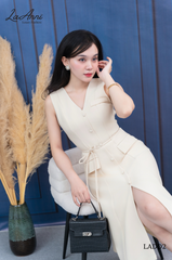 Đầm dài cổ V xẻ tà nút bọc LADD2 cuốn hút