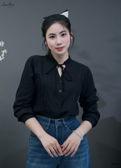 Sơ mi xếp li cổ V LAAE9