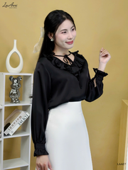 Sơ mi lụa cổ bèo V LAAE7