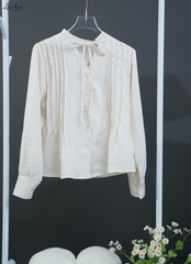 Sơ mi xếp li cổ V LAAE9