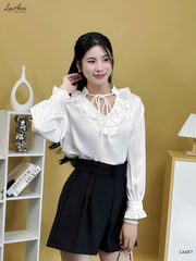 Sơ mi lụa cổ bèo V LAAE7