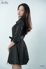 Đầm sơ mi lụa ý 2 tầng kèm belt LADE4