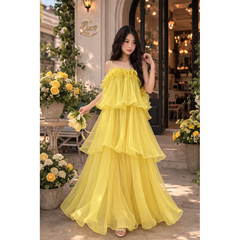 Váy maxi Tầng Bèo đi biển mùa hè