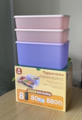 {{TUP80}} Bộ 3 hộp đựng thực phẩm Tupperware trữ khô và mát Cubix Rectangle 3.1L và 1.4L