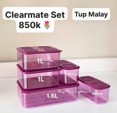 Bộ 5 Hộp Tupperware Trữ Khô Clearmate - Tím Nhựa Trong - Tupperware Malaysia Chính Hãng