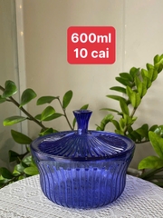 Hộp Nhựa Tupperware Royal crystalline Blue Serve 600ml - Trong Gân Sọc Có Nắp Tupperware - Tupperware Malaysia Chính Hãng