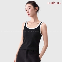 Áo Ba Lỗ Hai Dây Có Mút Ngực, Chất Cotton Mịn, Dáng Ôm Body, Bo Viền Trẻ Trung – LRAB259