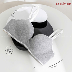 Áo Lót Nâng Ngực Chất Cotton Viền Chữ LA REINA BRA - LRAL165