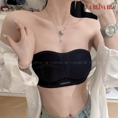 Áo Ngực Không Dây Chống Tụt, Nâng Ngực Chất Su, Hoạ Tiết Chỉ Nổi In chữ TOMORROW - LRCN054