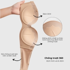 Áo Ngực Nữ, Cúp Su Ren Cao Cấp Chống Tụt, Nâng Ngực, Không Gọng Không Dây, Đệm Mỏng 3cm - LRCN065
