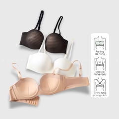 Áo Ngực Nữ, Cúp Su Ren Cao Cấp Chống Tụt, Nâng Ngực, Không Gọng Không Dây, Đệm Mỏng 3cm - LRCN065