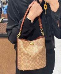 Túi Bucket Coach Willow Soft Bucket Bag 19 In Signature Canvas