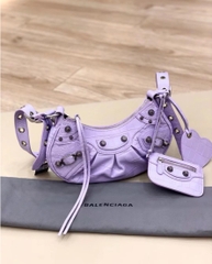 Túi Balenciaga Le Cagole XS croc tím