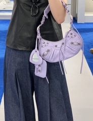 Túi Balenciaga Le Cagole XS croc tím