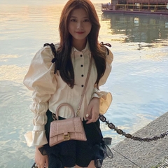 Túi Balenciaga Hourglass croc nude
