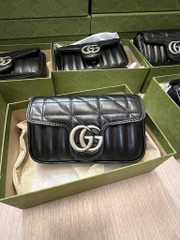 Túi Gucci Marmont Super Mini Quilted Leather Shoulder Bag Màu Đen
