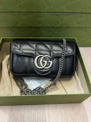 Túi Gucci Marmont Super Mini Quilted Leather Shoulder Bag Màu Đen