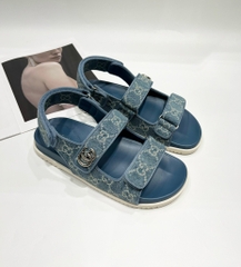 Gucci sandal canvas monogram xanh denim