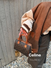 Túi Celine Small Boston In Triomphe Canvas And Calfskin