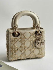 Túi Dior Mini Satin Lady Dior in Beige