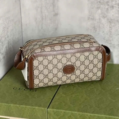 Túi Cầm Tay Nam Gucci GG Leather And Canvas Travel Pouch
