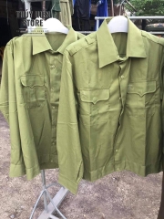 Áo Bay Kiểu Sĩ Quan Xanh Rêu Tay Dài 2 Túi Hộp