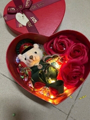 Hộp Quà Gấu Bông Hoa Hồng Trái Tim Dễ Thương Cao Cấp