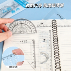 Bộ thước kẻ học sinh dễ thương bộ đồ dùng học tập ôn thi cho trẻ em tấm tam giác trong suốt bộ bốn mảnh văn phòng bán buôn