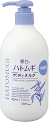 Sữa Dưỡng Thể Dưỡng Trắng Mịn Da Reihaku Hatomugi Body Milk Dùng Ban Đêm - Không Mùi Hương (400mL)_Nội Địa Nhật