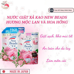 Nước giặt xả Kao New beads hương hương mộc lan và hoa hồng túi 1160g