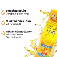 Nước hoa hồng CC Melano dưỡng ẩm làm sáng  da mờ thâm nám loại màu vàng 170ml