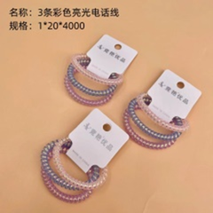 3 dây buộc tóc điện thoại màu sáng bóng.